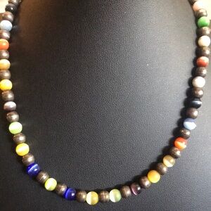Vintage glass and sterling bead necklace
